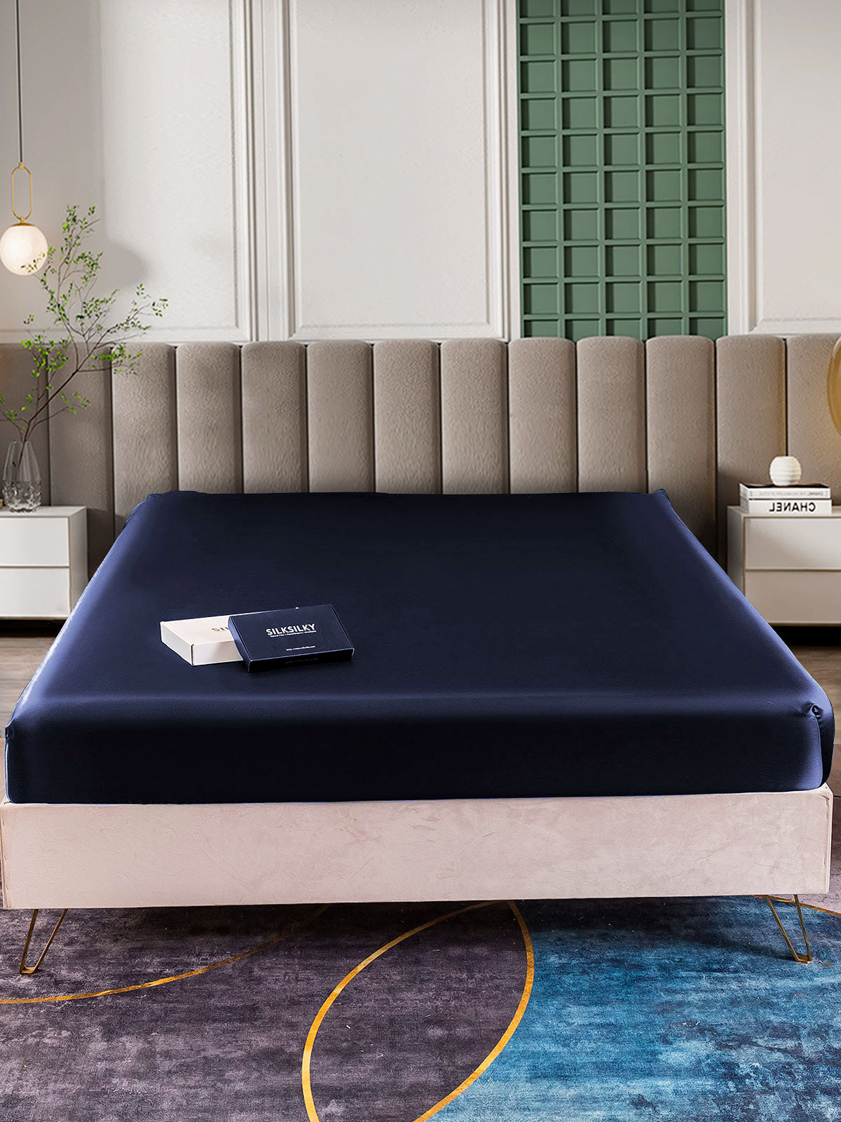 [Dunkelblau] SilkSilky-DE 25Momme Reine Seide Sheet 002