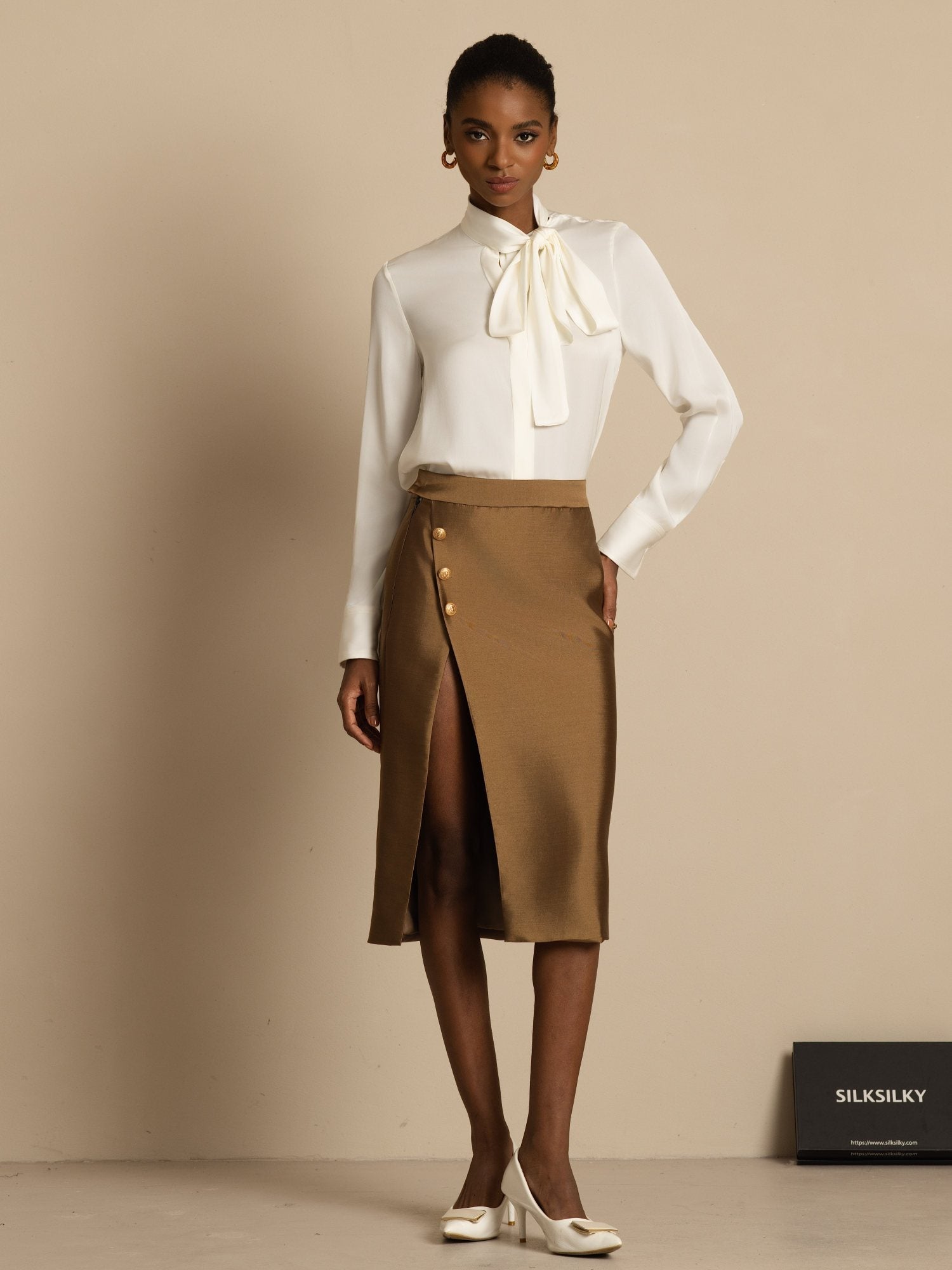 [Weiß] SilkSilky-DE 19Momme Blouse 002