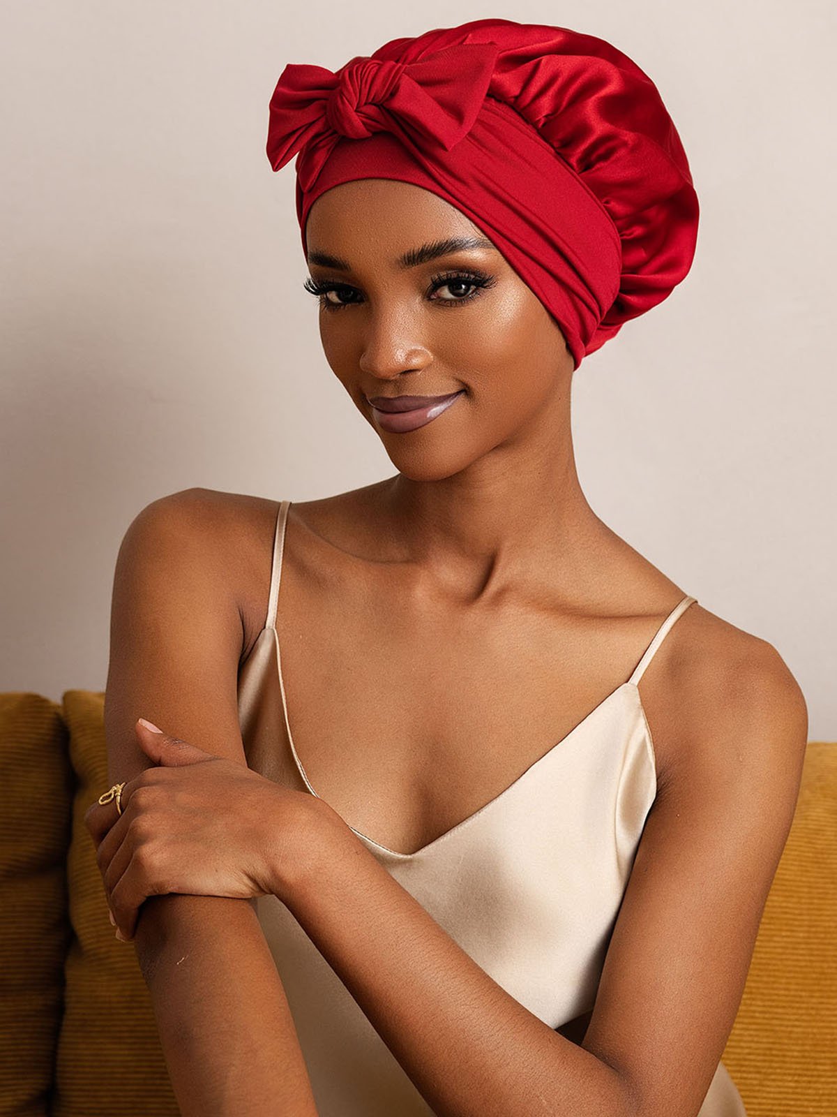 [König Blau] SilkSilky-DE Reine Seide Sleep Cap 002,