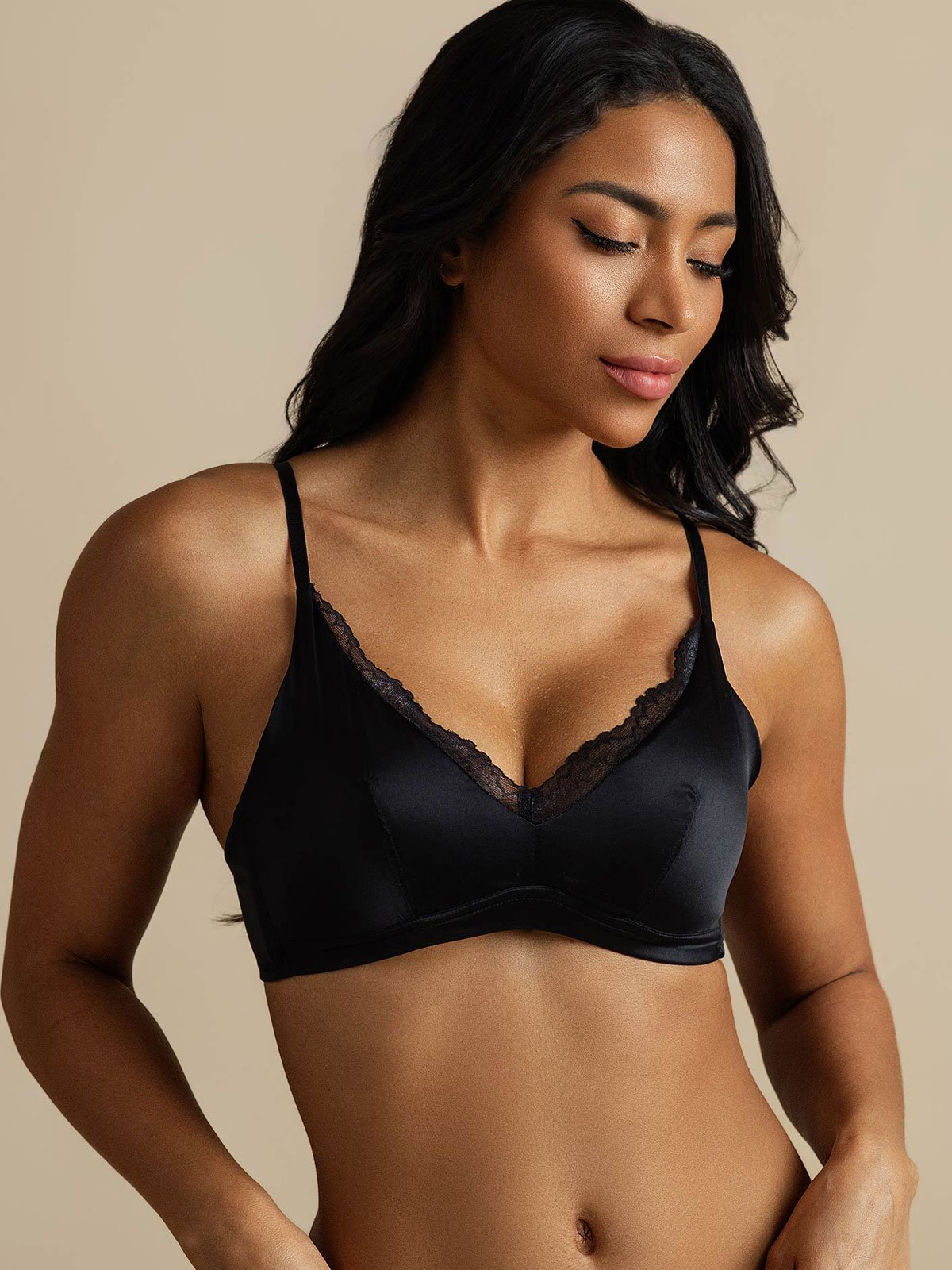 [Schwarz] SilkSilky-DE Reine Seide Bra 006