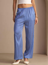 [Blaues Nadelstreifen] SilkSilky-DE Womens Pants 005