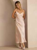[Rosa] SilkSilky-DE Sleeveless V Neck Kleider 001
