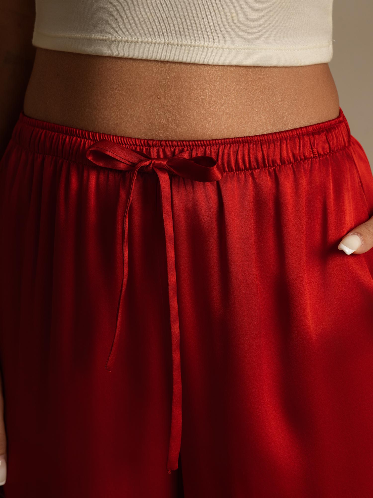 [Rotwein] SilkSilky-DE Reine Seide Womens Pants 007,