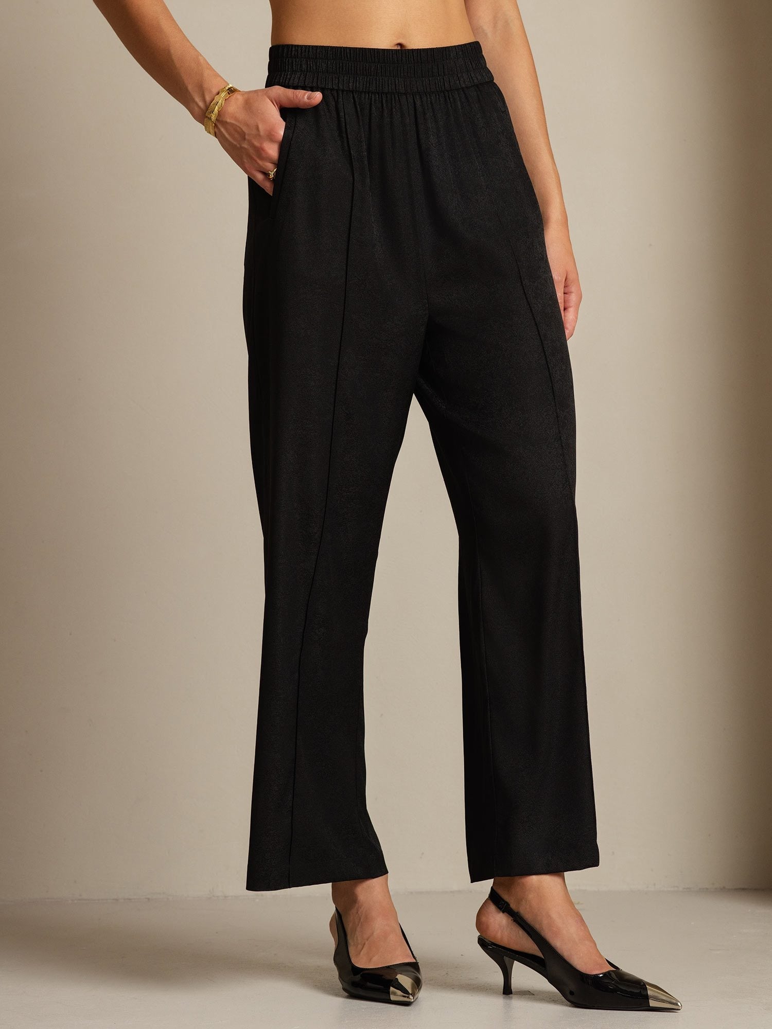 [Schwarz] SilkSilky-DE 22Momme Seide Womens Pants 007