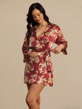 [Weinroter Drache] SilkSilky-DE 3/4 Sleeve Damen Morgenmantel 005