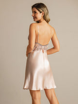 [Rosa] SilkSilky-DE Sleeveless Deep V Neck Nachthemden 002