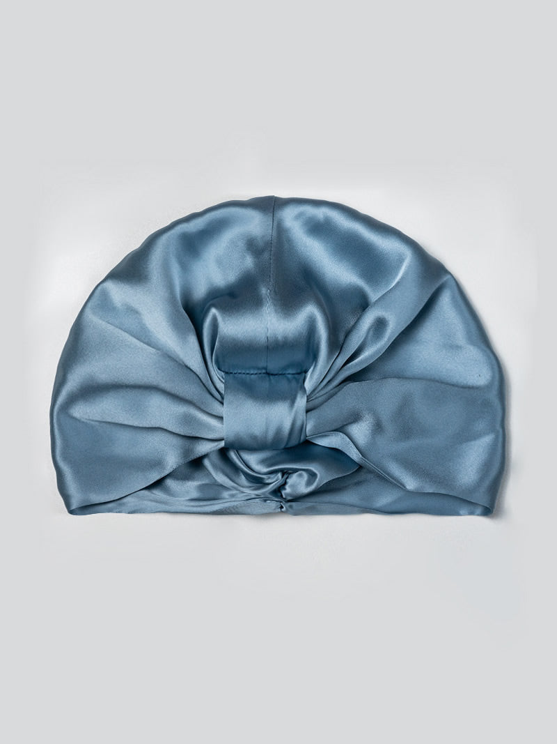 SilkSilky-DE Reine Seide Sleep Cap Stahlblau 005