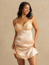 [Hellrosa] SilkSilky-DE Spaghettiträger V Neck Nachthemden 003