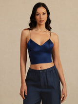[Dunkelblau] SilkSilky-DE Spaghetti Strap V Neck Cami Top 003