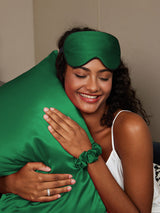 [Dunkelgrün] SilkSilky-DE 19Momme Reine Seide Pillowcase Set 001
