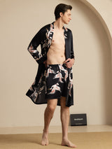 [Schwarz] SilkSilky-DE 19Momme Long Sleeve Mens Pajamas 001