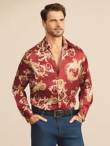 [Weinroter Drache] SilkSilky-DE Long Sleeve Lapel Collar Herrenhemd 003