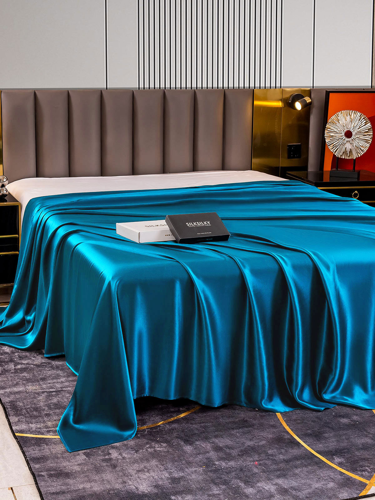 [König Blau] SilkSilky-DE 22Momme Reine Seide Sheet 003