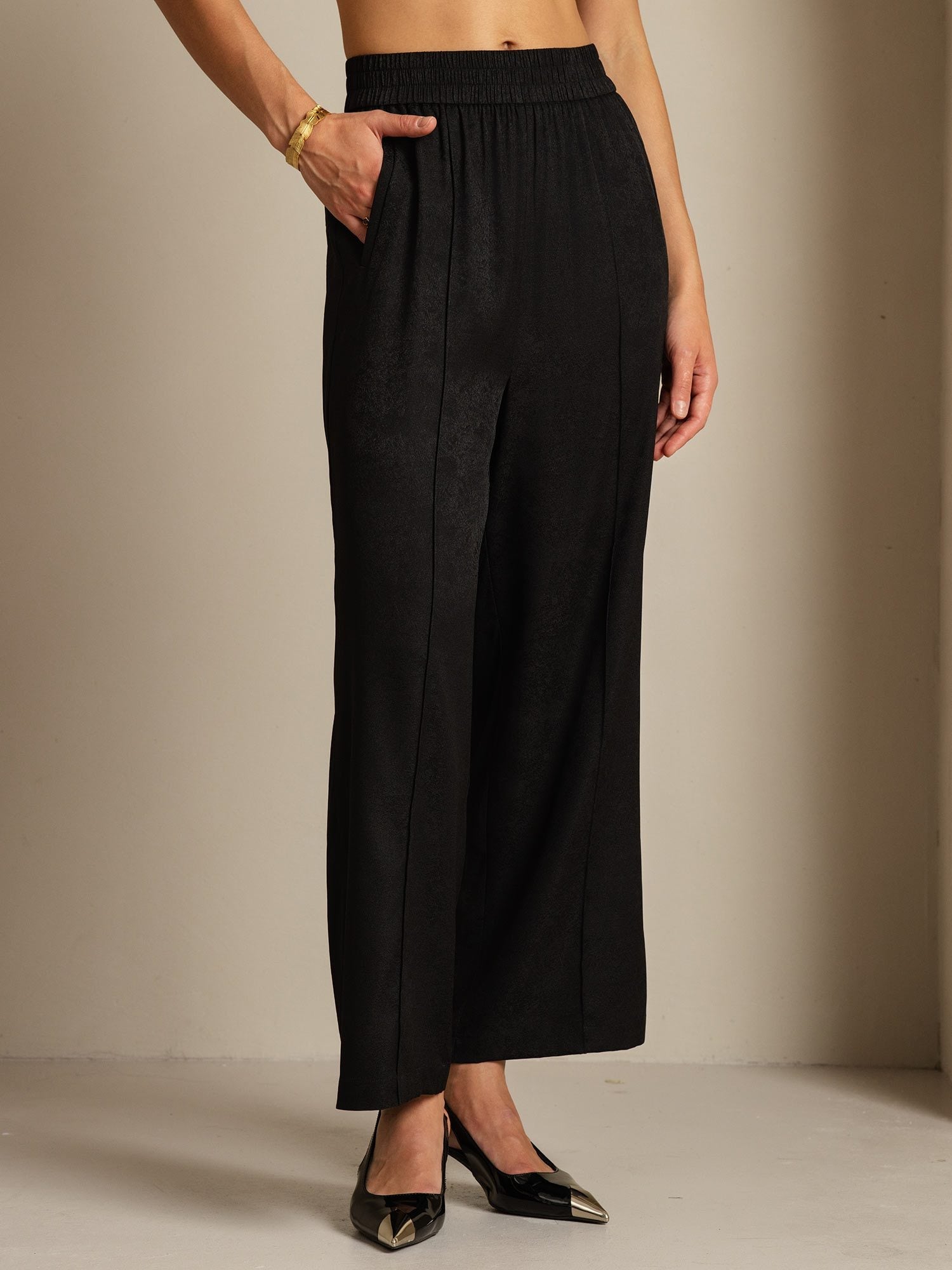 [Schwarz] SilkSilky-DE 22Momme Seide Womens Pants 003
