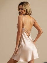 [Rosa] SilkSilky-DE Sleeveless V Neck Nachthemden 002