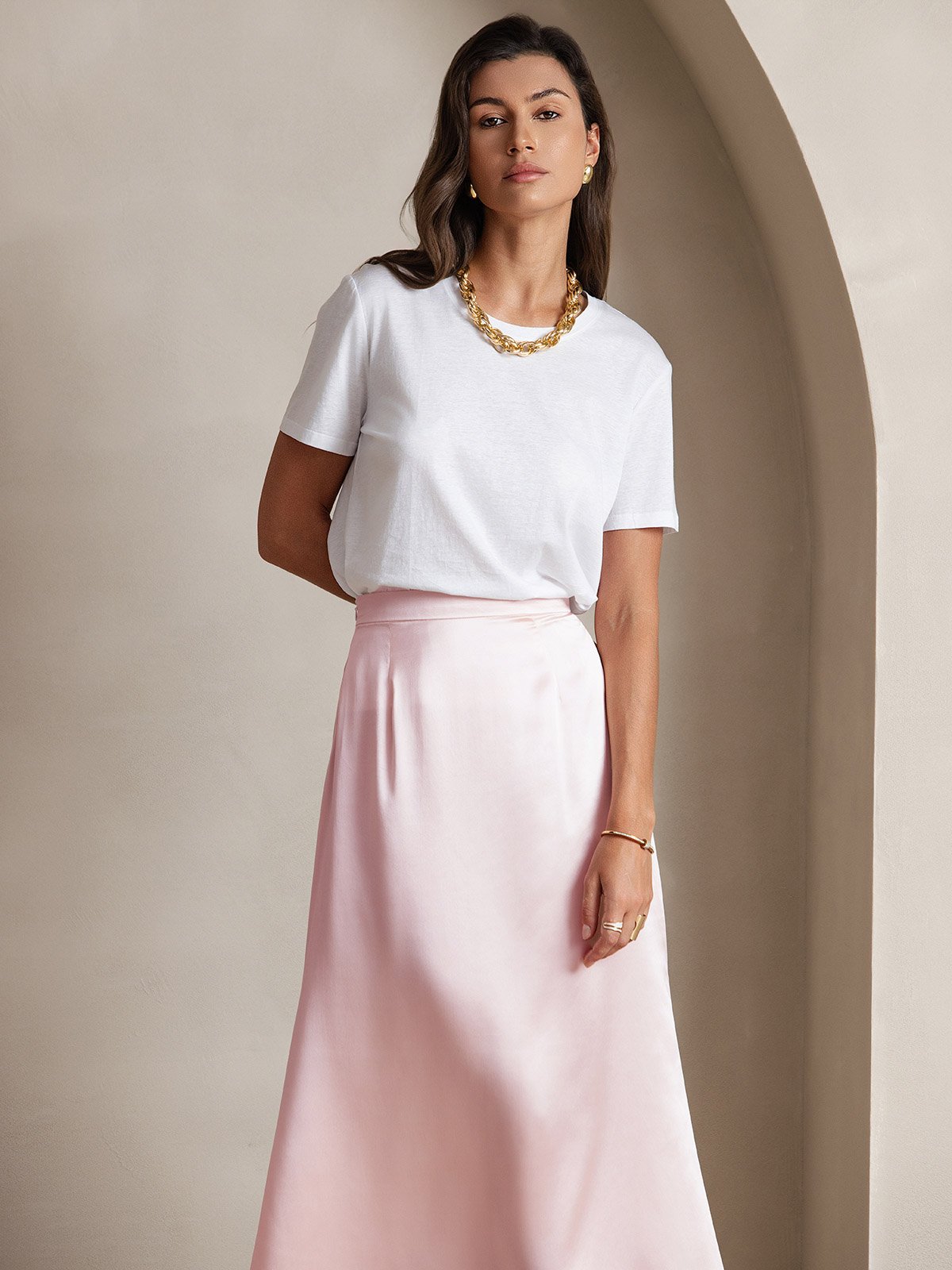 [Rosa] SilkSilky-DE 19Momme Seide Skirt 004