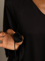 [Schwarz] SilkSilky-DE Long Sleeve V Neck Damenblusen 005