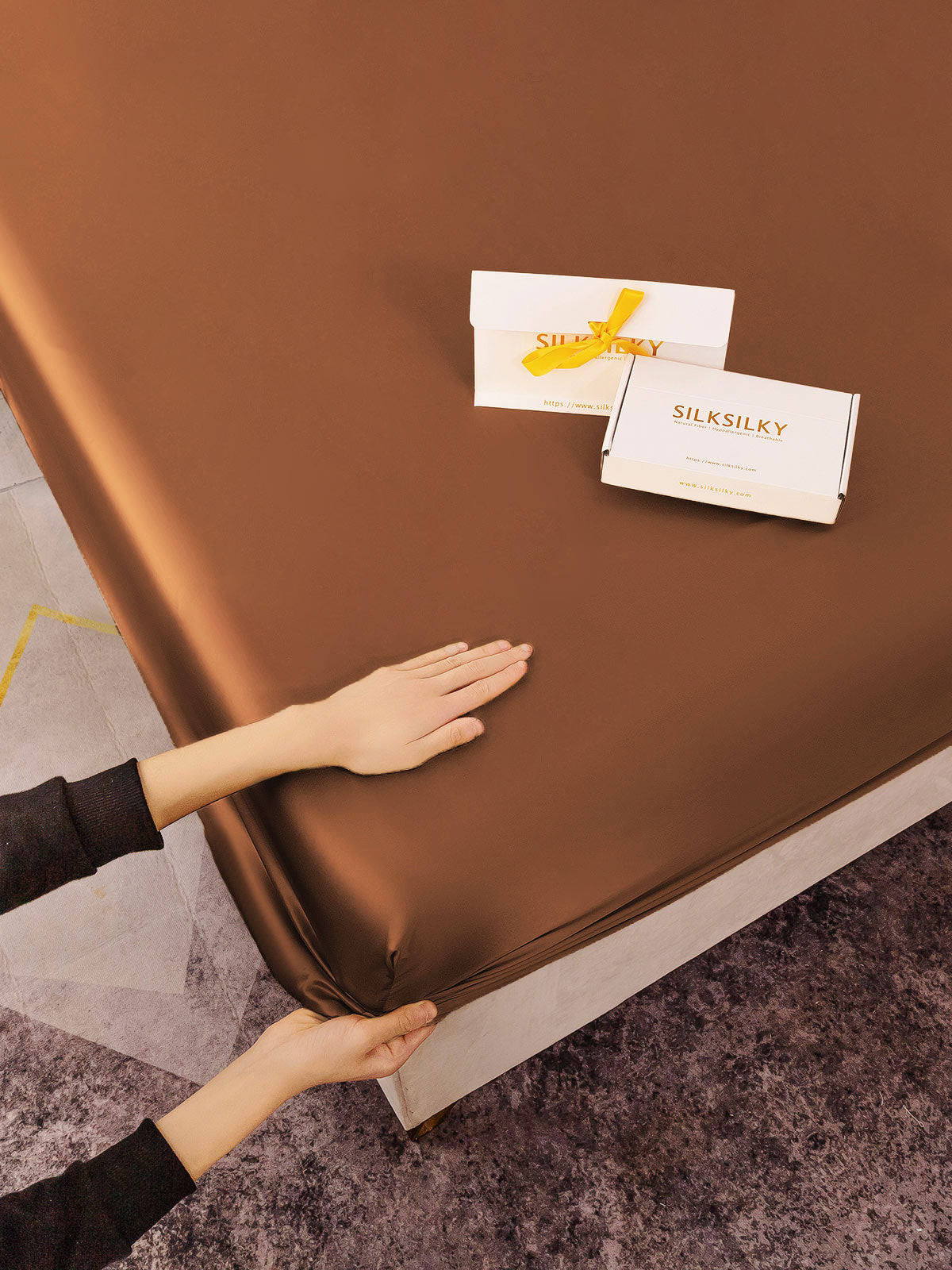 [Kaffee] SilkSilky-DE 19Momme Reine Seide Sheet 003