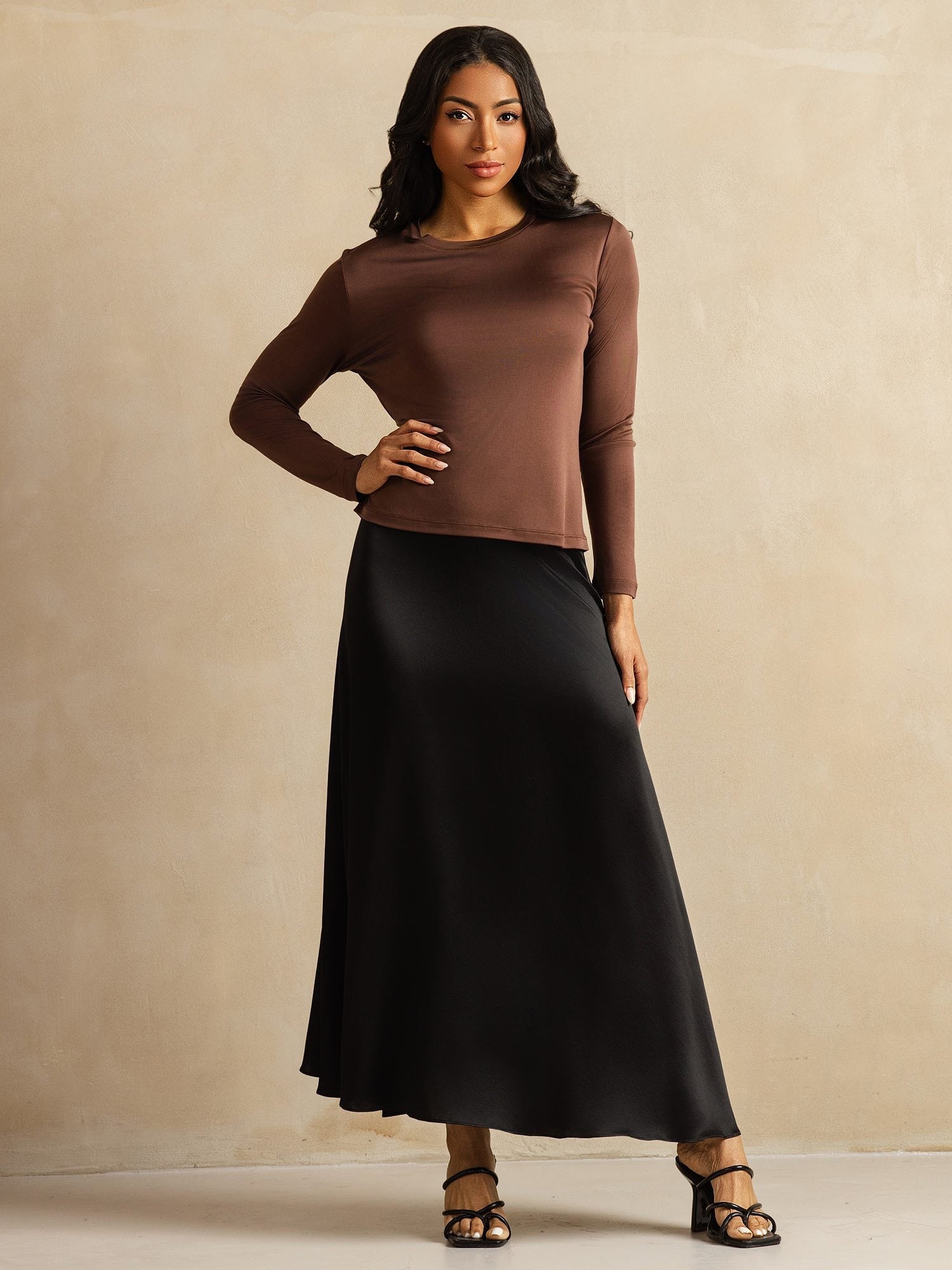 [Kaffee] SilkSilky-DE Reine Seide Womens T-Shirt 008