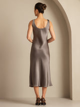[Dunkelkhaki] SilkSilky-DE Sleeveless Kleider 002