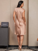 [Toskana] SilkSilky-DE Cap Sleeve V Neck Kleider 002