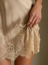 [Champagner] SilkSilky-DE 3/4 Sleeve V Neck Nachthemd&Morgenmantel Set 009