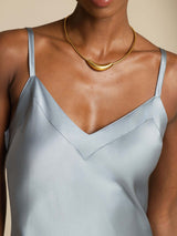 [Graublau] SilkSilky-DE Sleeveless V Neck Kleider 006