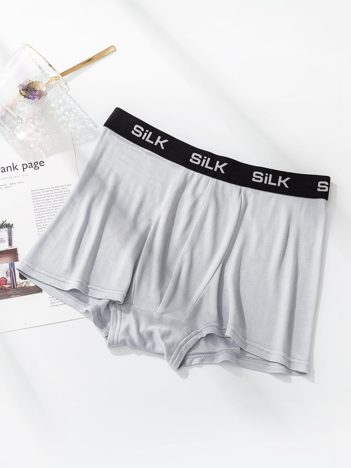 [Grau] SilkSilky-DE Reine Seide Mens Underwear 003