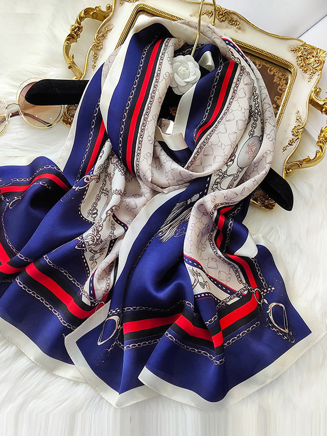 SilkSilky DE Reine Seide Scarf Dunkelblau 001