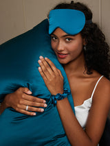[König Blau] SilkSilky-DE 19Momme Reine Seide Pillowcase Set 003