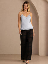 [Graublau] SilkSilky-DE Spaghetti Strap V Neck Cami Top 007