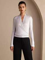 [Grau] SilkSilky-DE Long Sleeve Damenblusen 001