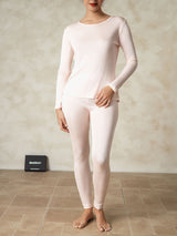 [Hellrosa] SilkSilky-DE Long Sleeve Round Neck Damen Lange Unterwäsche 005