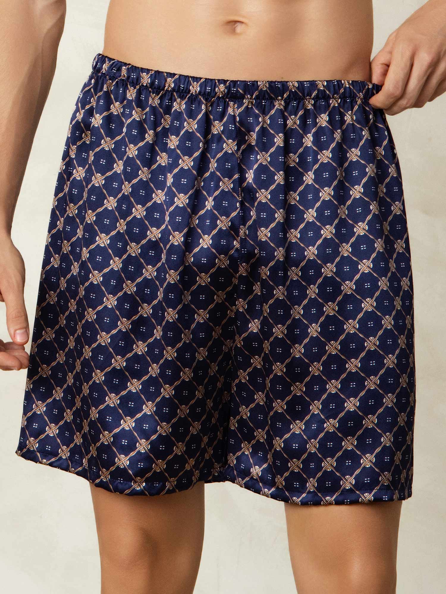 [Marine Kette] SilkSilky-DE 19Momme Mens Sleep Bottoms 005