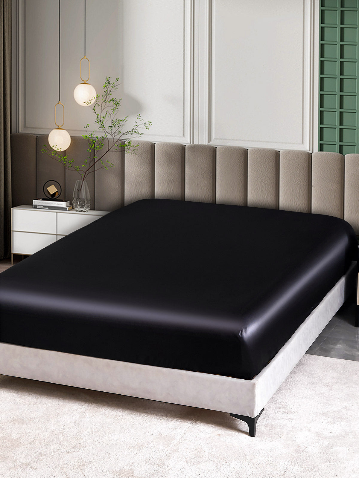 [Schwarz] SilkSilky-DE 25Momme Reine Seide Sheet 001