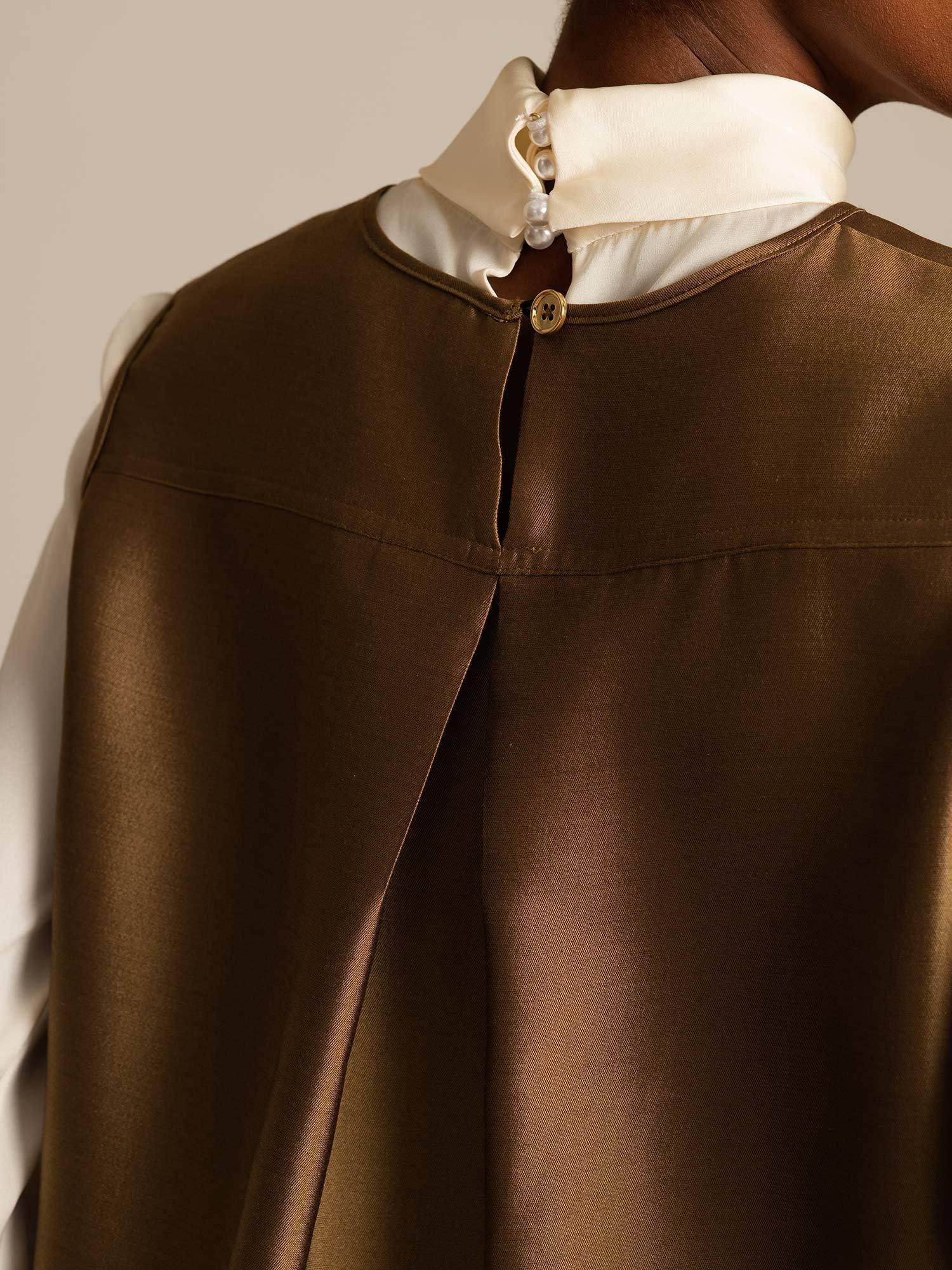 [Bronze] SilkSilky-DE 32Momme Silk-Wool Blend Womens Vest 004,