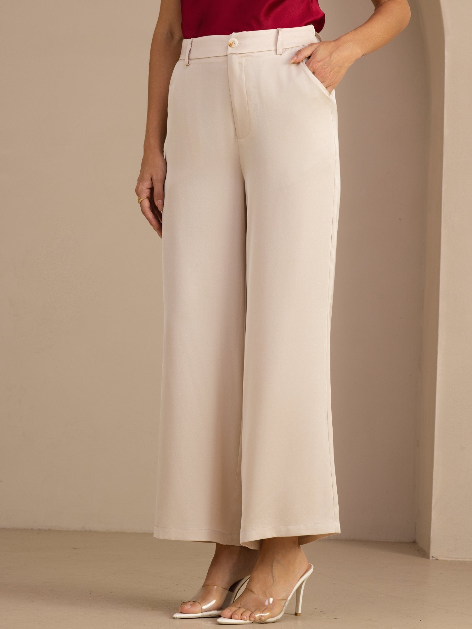 [Beige] SilkSilky-DE Womens Pants 001