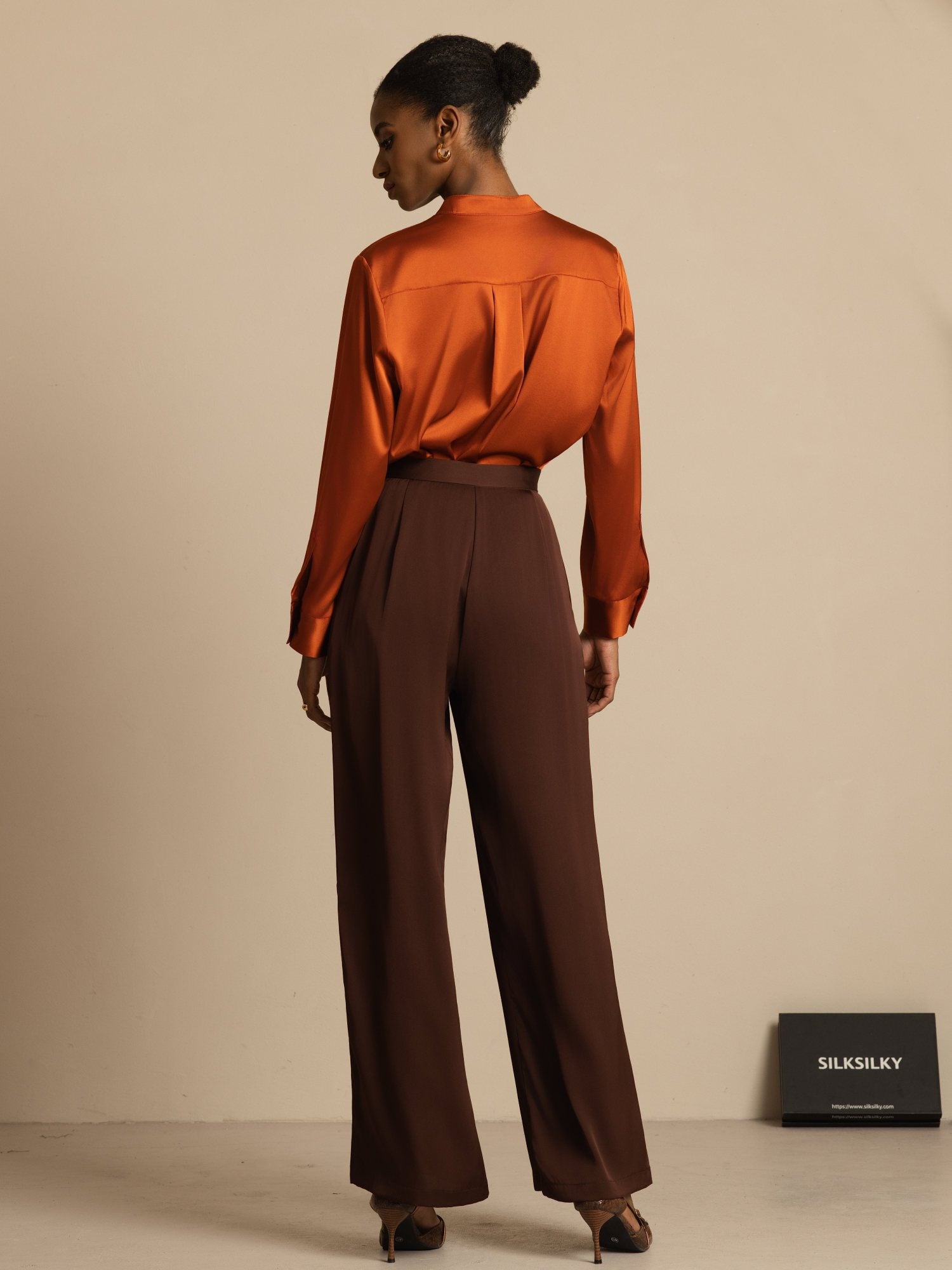 [DunkleSchokolade] SilkSilky-DE 19Momme Seide Womens Pants 002