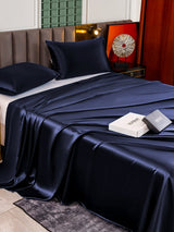[Dunkelblau] SilkSilky-DE 25Momme Reine Seide Bedding Set 004