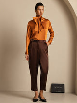 [Dunkle Schokolade] SilkSilky-DE 19Momme Seide Womens Pants 006