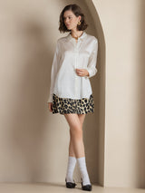 [Weiß] SilkSilky-DE Long Sleeve Lapel Collar Damenhemd 006