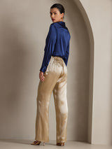[Dunkelblau] SilkSilky-DE Long Sleeve Lapel Collar Damenhemd 002
