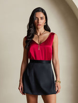 [Rotwein] SilkSilky-DE Sleeveless V Neck Cami Top 003
