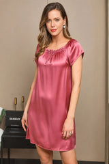 [Blasses Mauve] SilkSilky-DE Cap Sleeve Square Neck Nachthemden 006