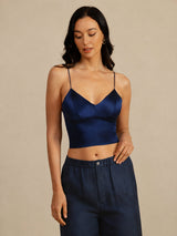 [Dunkelblau] SilkSilky-DE Spaghetti Strap V Neck Cami Top 005