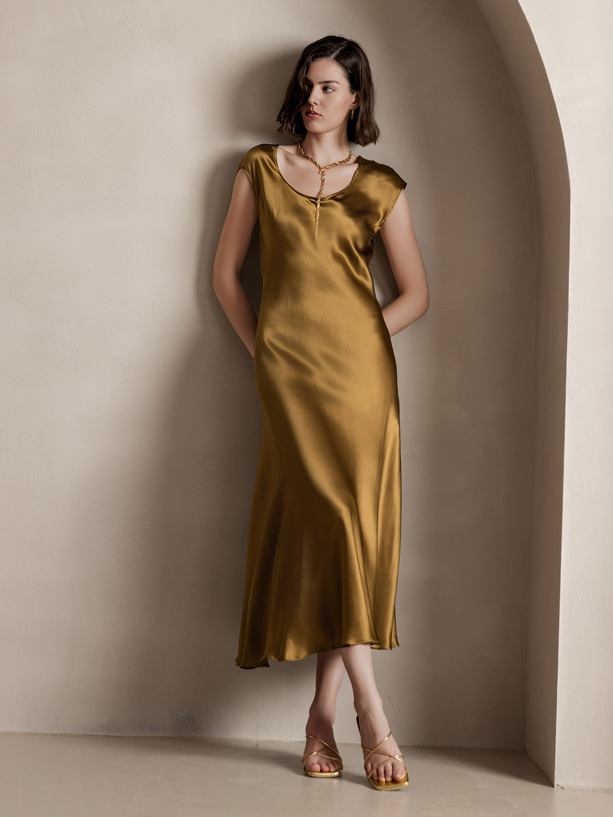 [Braun] SilkSilky-DE 19Momme Seide Dress 008