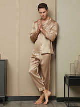 [Champagner] SilkSilky-DE Langärmelig Herren Pyjamas 003