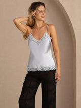 [Graublau] SilkSilky-DE Spaghetti Strap V Neck Cami Top 001