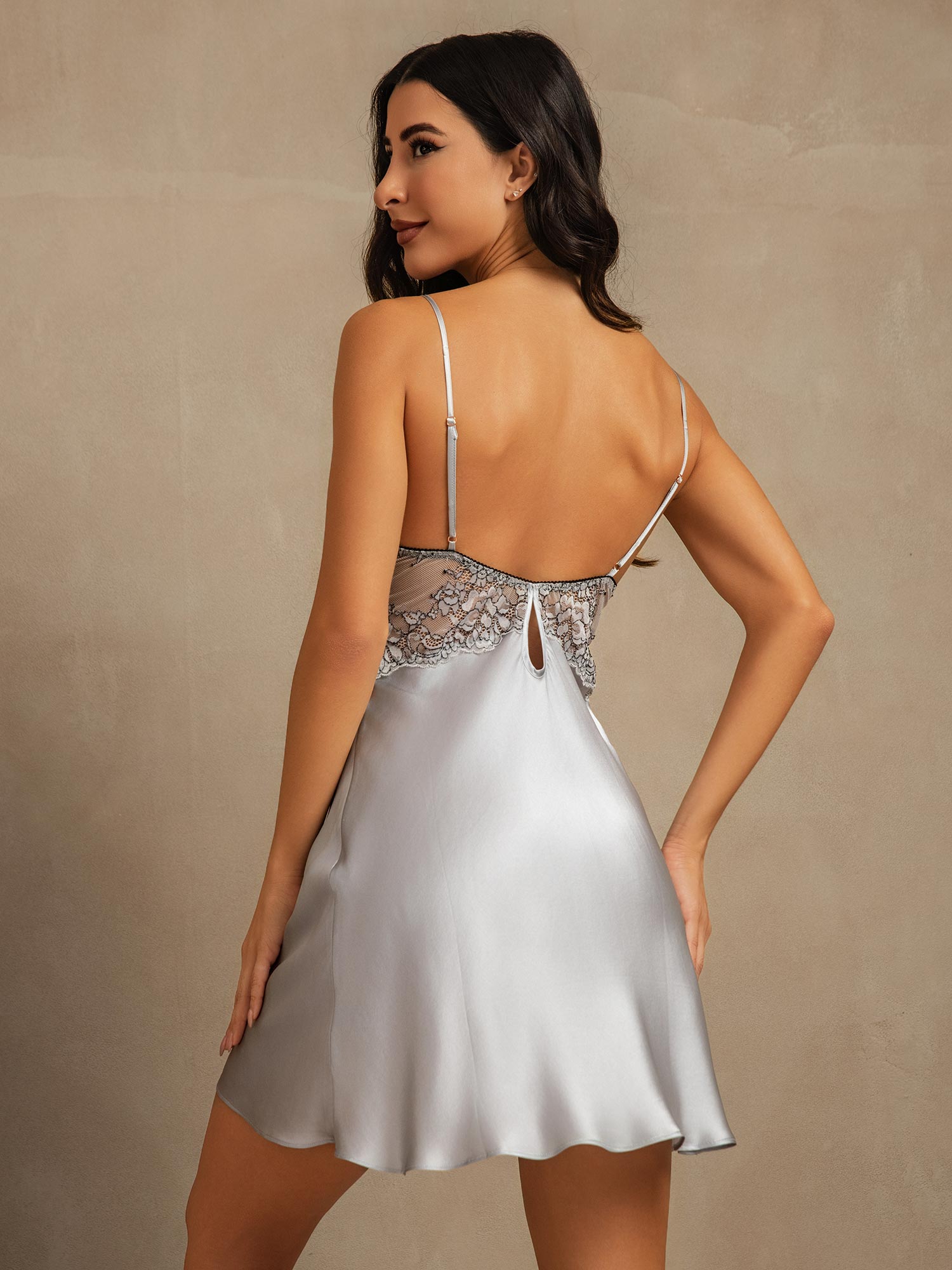 [Graublau] SilkSilky-DE Reine Seide Nightgown 002