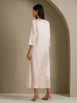 [Beige] SilkSilky-DE 3/4 Sleeve Round Neck Kleider 002